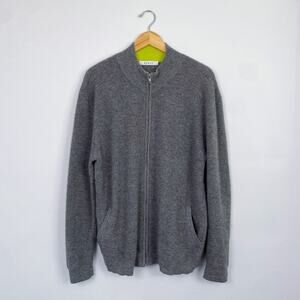 Kokun Men's Thermal Full Zip Cashmere Sweater Gray XL
